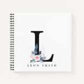 SOFT BLUSH BLUE FLORAL ALPHABETS NAME BRIEF L NOTITIEBOEK (Voorkant)