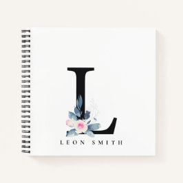 SOFT BLUSH BLUE FLORAL ALPHABETS NAME BRIEF L NOTITIEBOEK