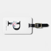 SOFT BLUSH BLUE FLORAL ALPHABETS NAME BRIEF P BAGAGELABEL (Voorkant horizontaal)