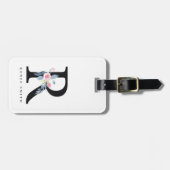 SOFT BLUSH BLUE FLORAL ALPHABETS NAME BRIEF R BAGAGELABEL (Voorkant horizontaal)