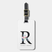 SOFT BLUSH BLUE FLORAL ALPHABETS NAME BRIEF R BAGAGELABEL (Voorkant verticaal)