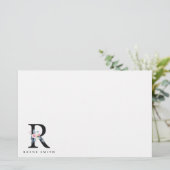 SOFT BLUSH BLUE FLORAL ALPHABETS NAME BRIEF R BRIEFPAPIER (Staand voorkant)