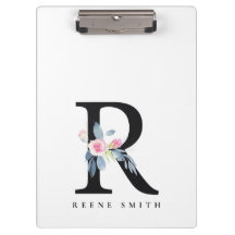 SOFT BLUSH BLUE FLORAL ALPHABETS NAME BRIEF R