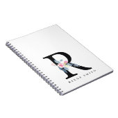 SOFT BLUSH BLUE FLORAL ALPHABETS NAME BRIEF R NOTITIEBOEK (Rechterzijde)
