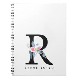 SOFT BLUSH BLUE FLORAL ALPHABETS NAME BRIEF R NOTITIEBOEK