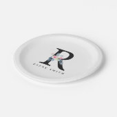 SOFT BLUSH BLUE FLORAL ALPHABETS NAME BRIEF R PAPIEREN BORDJE (Gekanteld)