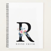 SOFT BLUSH BLUE FLORAL ALPHABETS NAME BRIEF R PLANNER (Voorkant)