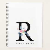 SOFT BLUSH BLUE FLORAL ALPHABETS NAME BRIEF R