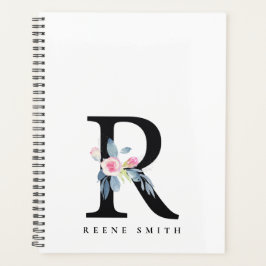 SOFT BLUSH BLUE FLORAL ALPHABETS NAME BRIEF R PLANNER