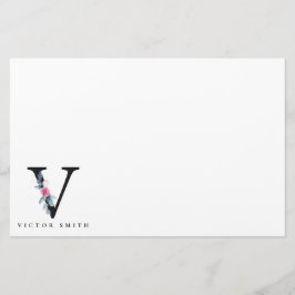 SOFT BLUSH BLUE FLORAL ALPHABETS NAME BRIEF V BRIEFPAPIER