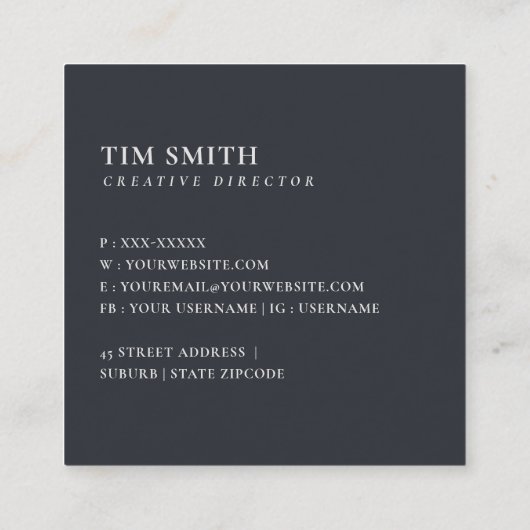 SOFT BLUSH BLUE FLORAL ALPHABETS NAME BRIEF VIERKANTE VISITEKAARTJE (Achterkant)