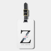 SOFT BLUSH BLUE FLORAL ALPHABETS NAME BRIEF Z BAGAGELABEL (Voorkant verticaal)