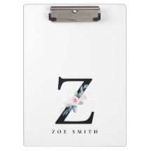 SOFT BLUSH BLUE FLORAL ALPHABETS NAME BRIEF Z