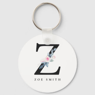 SOFT BLUSH BLUE FLORAL ALPHABETS NAME BRIEF Z SLEUTELHANGER