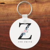 SOFT BLUSH BLUE FLORAL ALPHABETS NAME BRIEF Z SLEUTELHANGER (Voorkant)