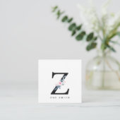 SOFT BLUSH BLUE FLORAL ALPHABETS NAME BRIEF Z VIERKANTE VISITEKAARTJE (Staand voorkant)