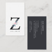 SOFT BLUSH BLUE FLORAL ALPHABETS NAME BRIEF Z VISITEKAARTJE (Voorkant / Achterkant)