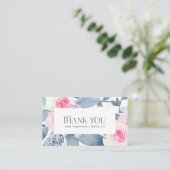 SOFT BLUSH BLUE FLORAL BUSINESS DANK JE LOGO VISITEKAARTJE (Staand voorkant)