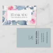 SOFT BLUSH BLUE FLORAL BUSINESS DANK JE LOGO VISITEKAARTJE (Voorkant / Achterkant)