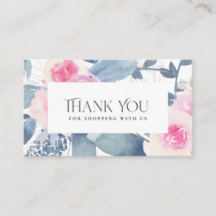 SOFT BLUSH BLUE FLORAL BUSINESS DANK JE LOGO VISITEKAARTJE