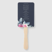 SOFT BLUSH BLUE FLORAL WATERVERF WEDDING PROGRAMMA HANDWAAIER (Achterkant)
