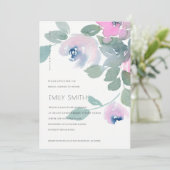SOFT BLUSH BLUE GREEN FLORAL VRIJGEZELLENFEEST INV BEDANKKAART (Staand voorkant)