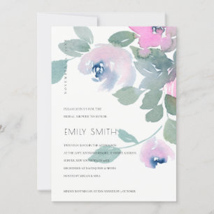 SOFT BLUSH BLUE GREEN FLORAL VRIJGEZELLENFEEST INV BEDANKKAART