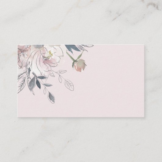 Soft Blush Blue Waterverf Floral Display Shower Informatiekaartje (Achterkant)