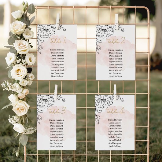 Soft Blush Botanical Elegance with Modern Floral Kaart