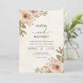 Soft Blush Botanical Flourish Wedding Kaart (Staand voorkant)