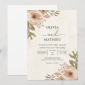 Soft Blush Botanical Flourish Wedding Kaart (Voorkant / Achterkant)