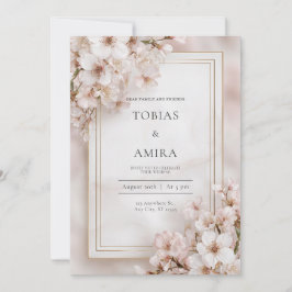 Soft Blush Cherry Blossom Wedding Kaart