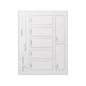 Soft blush elegant eenvoudige weekplanner notitieblok (Linkerzijde)