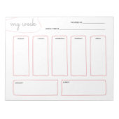 Soft blush elegant eenvoudige weekplanner notitieblok (Voorkant)