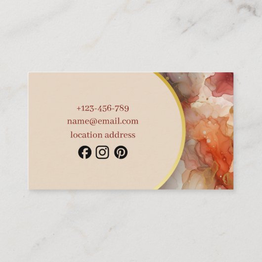 Soft blush, elegant marble Sparkle Visitekaartje (Achterkant)