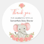 Soft Blush Elephant Baby shower Favoriet Ronde Sticker (Voorkant)