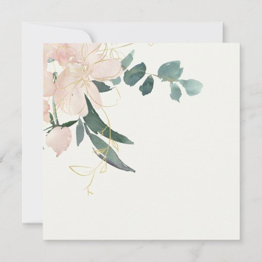 SOFT BLUSH FLORAL BUNCH WATERVERF VRIJGEZELLENFEES KAART (Achterkant)