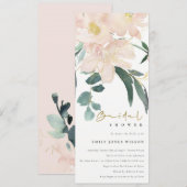 SOFT BLUSH FLORAL BUNCH WATERVERF VRIJGEZELLENFEES KAART (Voorkant / Achterkant)