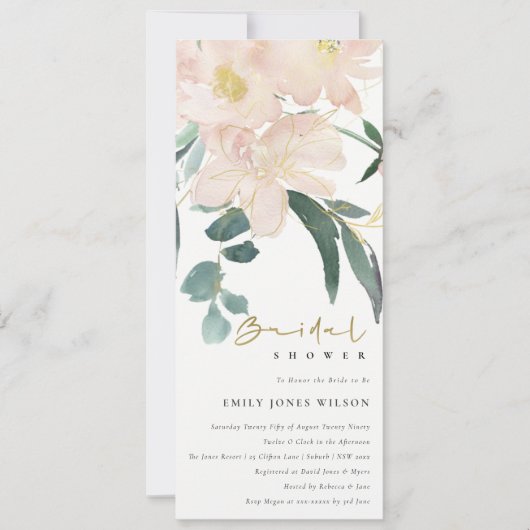 SOFT BLUSH FLORAL BUNCH WATERVERF VRIJGEZELLENFEES KAART (Voorkant)