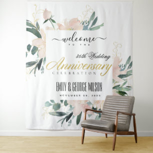 SOFT BLUSH FLORAL ELK JAAR JUBILEUM WELKOM WANDKLEED
