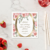 Soft Blush Floral Gold Lijst Bijbel Verse Wedding Servet (Insitu)