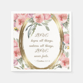 Soft Blush Floral Gold Lijst Bijbel Verse Wedding Servet
