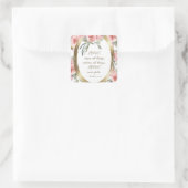 Soft Blush Floral Gold Lijst Bijbel Verse Wedding Vierkante Sticker (Tas)