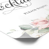 Soft Blush Floral Greenery Wedding Cocktails Drink Poster (Hoek)