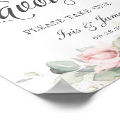 Soft Blush Floral Greenery Wedding Favors Sign Poster (Hoek)