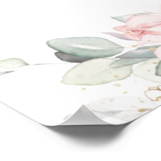 Soft Blush Floral Greenery Wedding Welcome Sign Poster (Hoek)