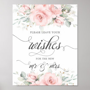 Soft Blush Floral Greenery Wedding wil Mrs. Poster