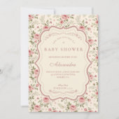 Soft Blush Floral Heirloom Baby Shower Kaart (Voorkant)