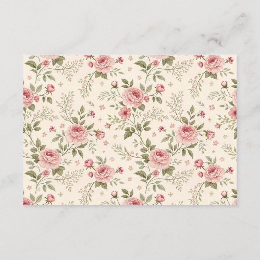 Soft Blush Floral Heirloom Diapper Raffle Informatiekaartje (Achterkant)