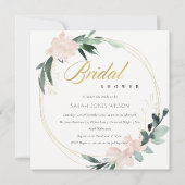 SOFT BLUSH FLORAL LIJST WATERVERF VRIJGEZELLENFEES KAART (Voorkant)